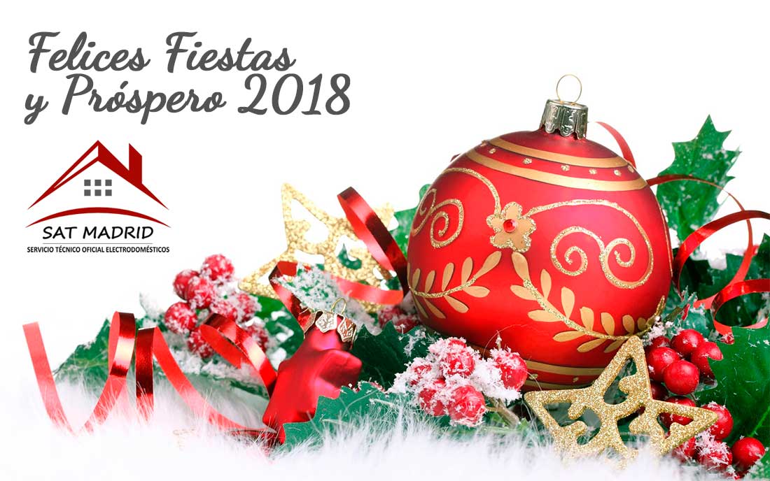 SAT Madrid, Reparación de Electrodomésticos, te desea Felices Fiestas y Próspero Año 2018